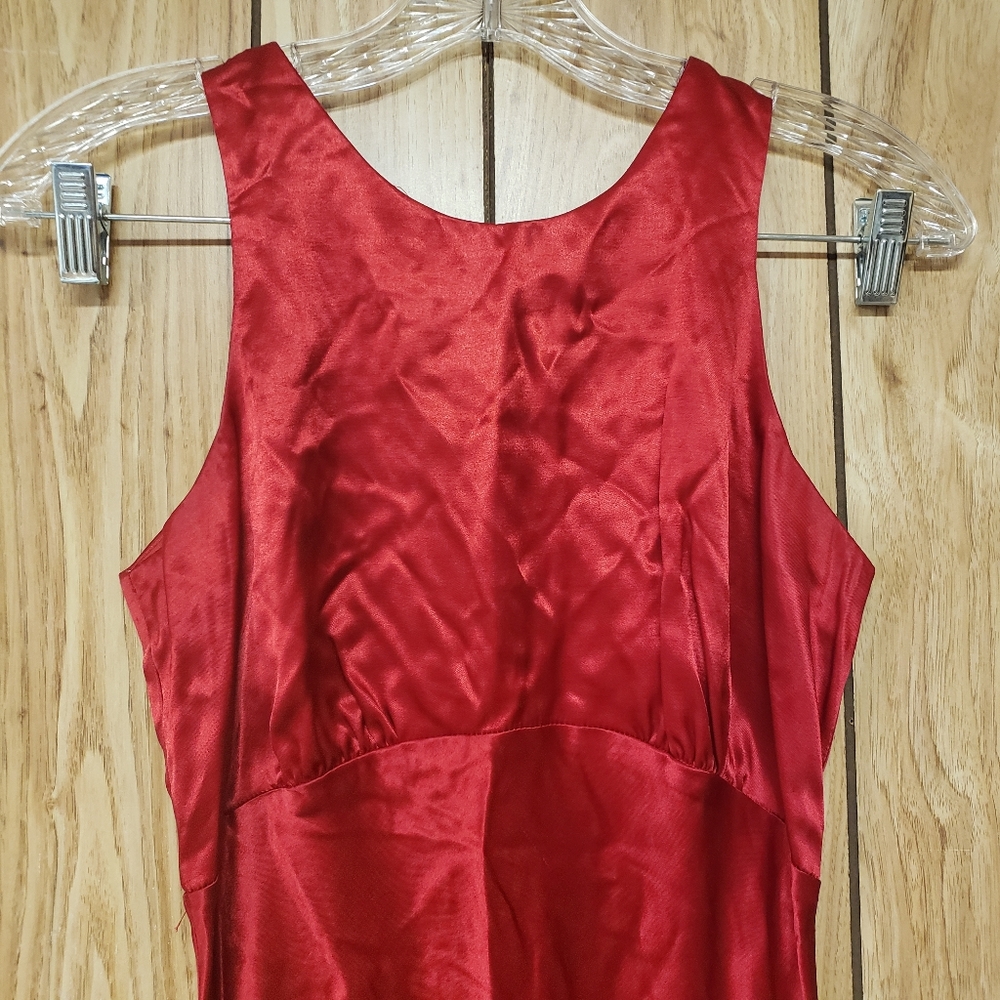Roberta Red Satin Lace Up Formal Evening Gown